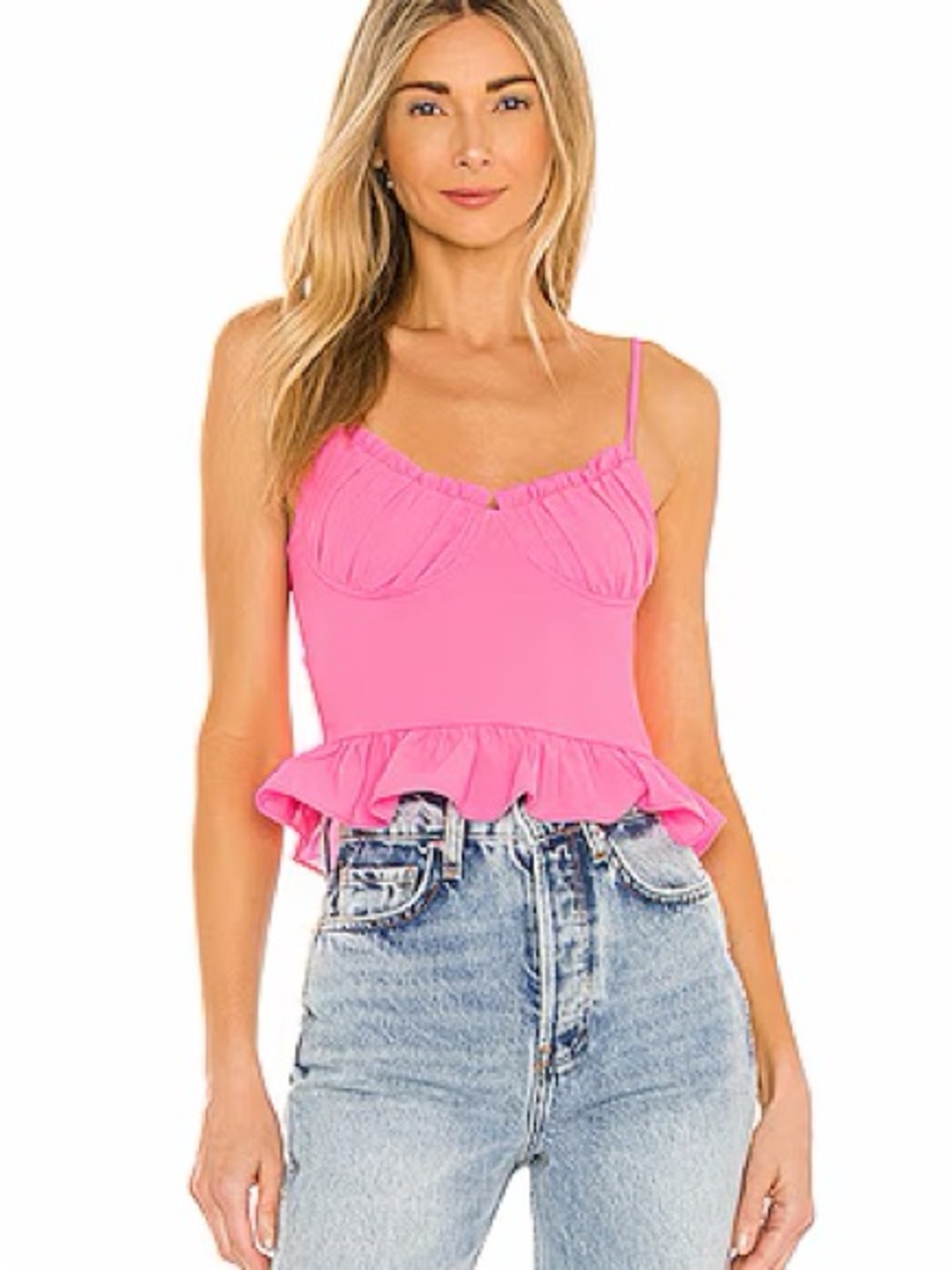 Superdown Cadence Ruffle Cami Top in Hot Pink